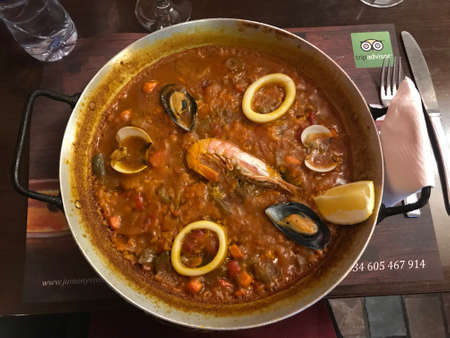 Paella with fishの写真素材