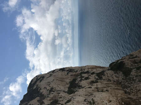 Cliff, sea and skyの写真素材