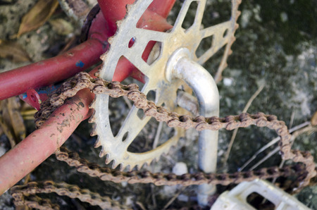 Rusty corrent of an old bicycleの写真素材