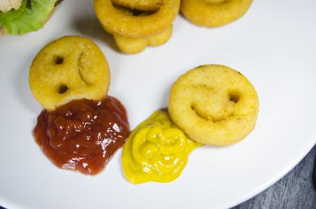 Delicious french fries smileの写真素材