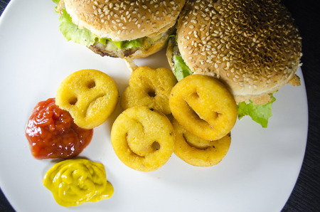 Delicious french fries smileの写真素材