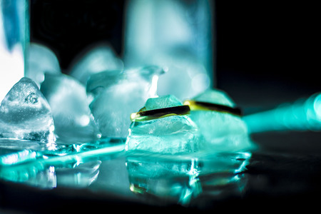 Wedding rings on iceの写真素材