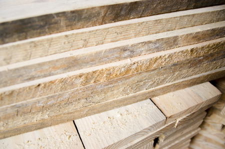Wood and patchwork in the factoryの写真素材