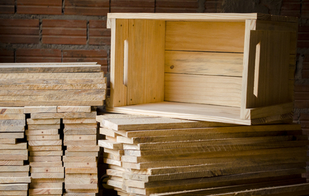 Manufacture of wooden cratesの写真素材