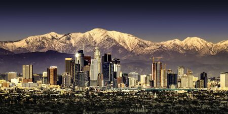 Los Angeles with Snow-capped Mountains in the background