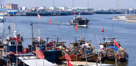 sea fishing villageのeditorial素材