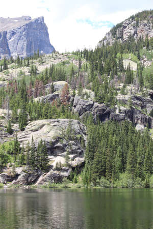 Westerly view from Bear lake just south of Flattop Mountain.の写真素材