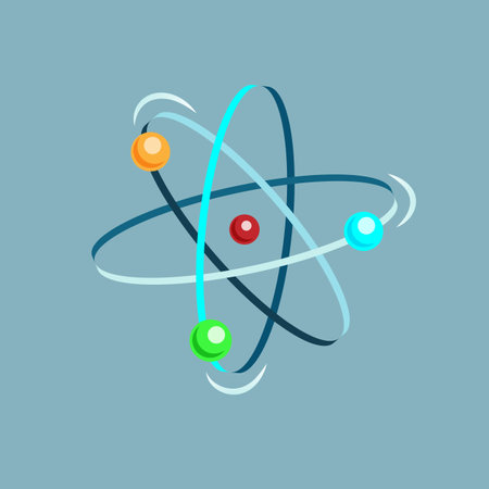 atom vector isometric icon on gray backgroundのイラスト素材