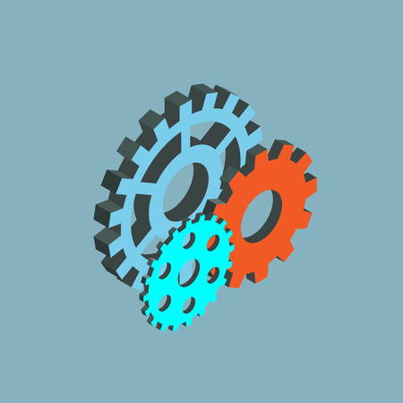 gears vector isometric icon on gray backgroundのイラスト素材