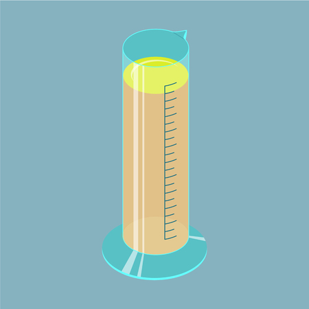 measuring cylinder vector isometric icon on gray backgroundのイラスト素材