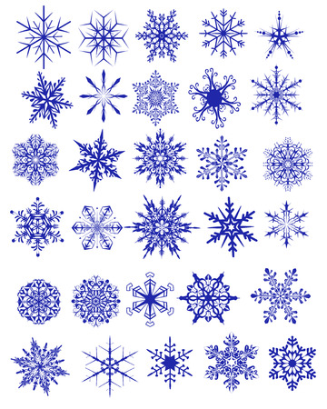 blue snowflakes on a white backgroundのイラスト素材