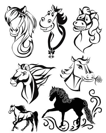 silhouettes of horses  se2 のイラスト素材
