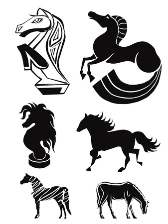 silhouettes of horses  se3 のイラスト素材