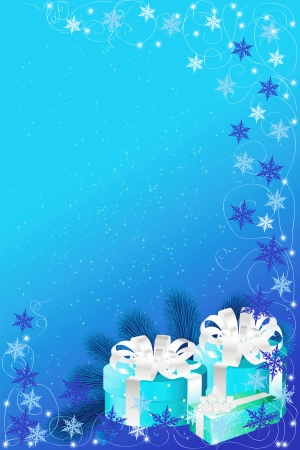 Blue Christmas with giftsのイラスト素材