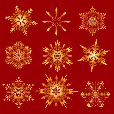 golden snowflakes or red backgroundのイラスト素材
