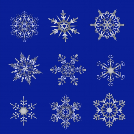 silver snowflakes on a blue backgroundのイラスト素材