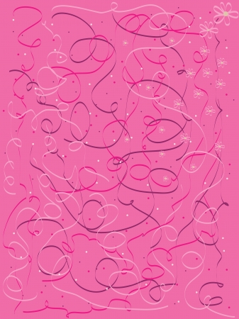 pink background with swirls and flowers のイラスト素材