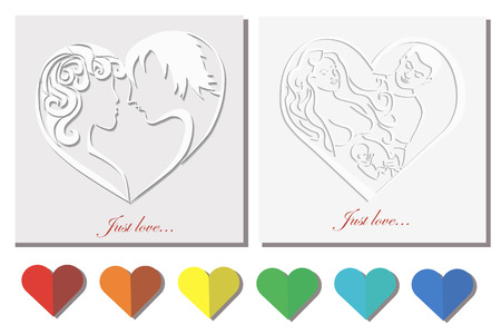 Cards  âjust loveâ  silhouettes of people のイラスト素材