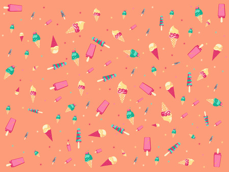 Peach background with ice cream のイラスト素材