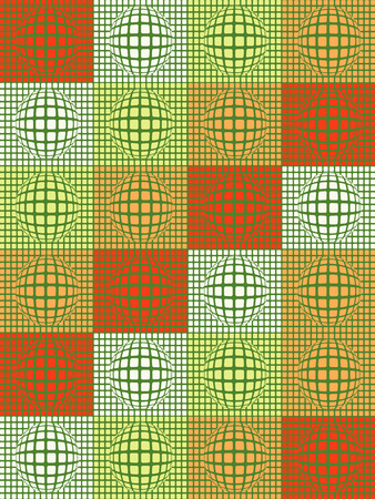 abstract background with convex shapes green and orangeのイラスト素材