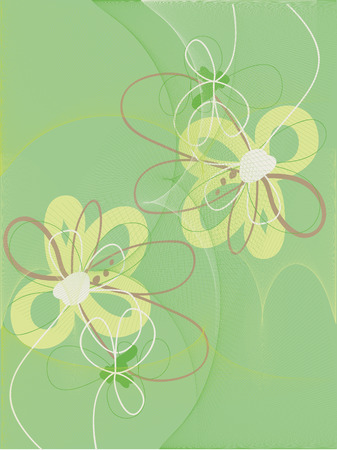 green background with abstract flowers のイラスト素材