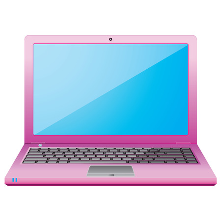 pink laptop on a white background のイラスト素材