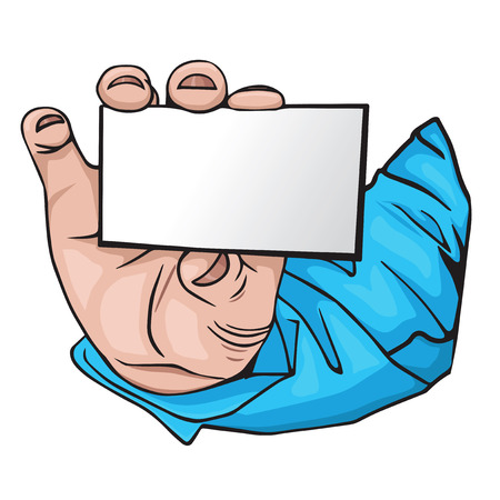 hand with business card  cartoon Styleのイラスト素材