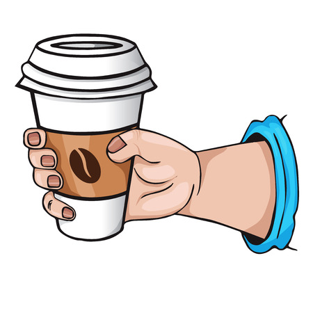 hand with coffee  cartoon Styleのイラスト素材