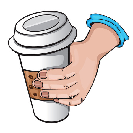 hand with coffee  cartoon Styleのイラスト素材