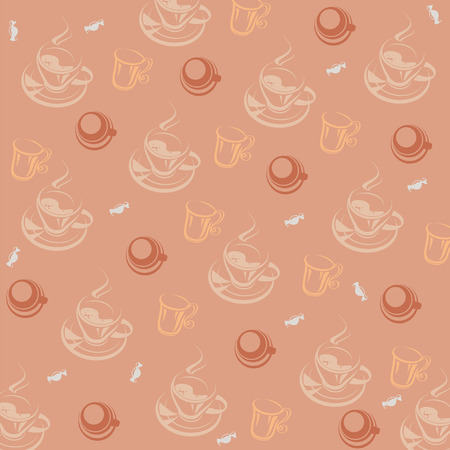 cream background with coffee and sweets  abstract cupsのイラスト素材