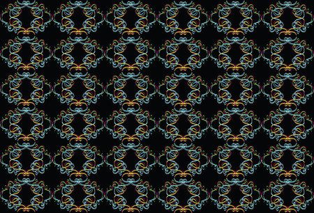abstract multicolored ornament  black background with multi-colored pattern のイラスト素材