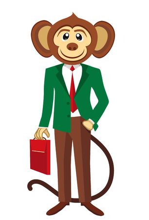 Business monkey in a green blazer. White background.のイラスト素材