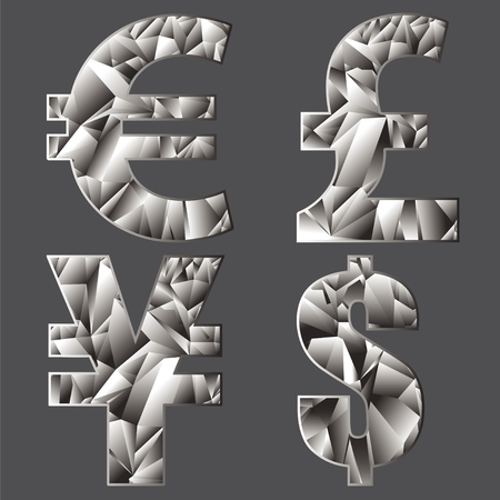 Symbols of world currencies - Polygonalのイラスト素材