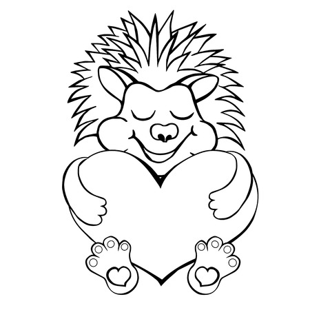 Coloring book for kids. Hedgehog with heart.のイラスト素材