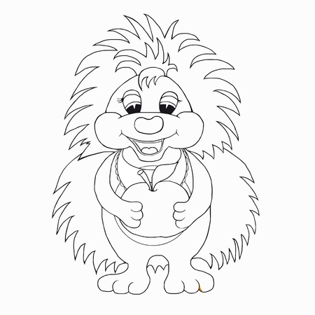 Hedgehog illustration for kids coloring book.のイラスト素材