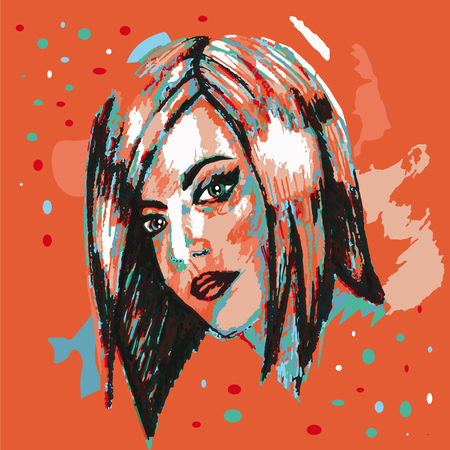 Colorful poster. Bob hairstyle. Abstraction.のイラスト素材