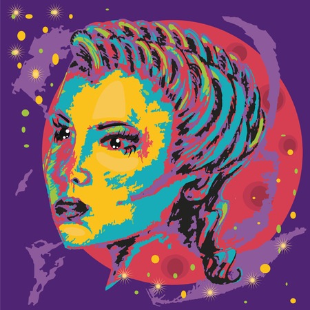 Colorful poster. Hairstyle. Abstract space.のイラスト素材