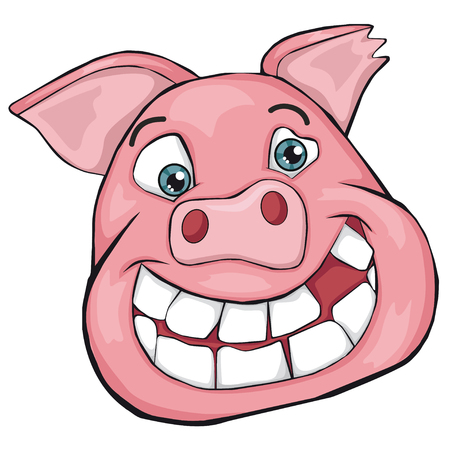 Pig's head. Cartoon style. Isolated image on white background.のイラスト素材