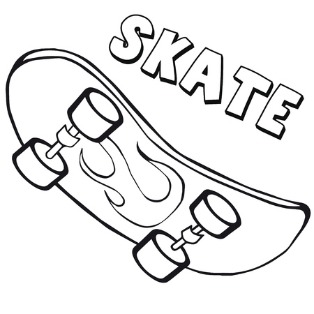 Coloring book with skateboard.のイラスト素材