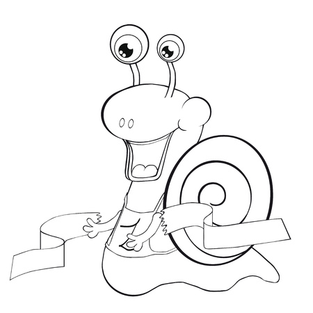 Coloring book Snail runner. Cartoon style. Clip art for children.のイラスト素材