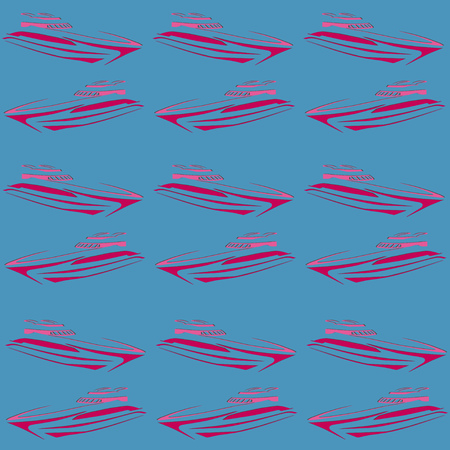 Blue seamless background with pink yachts.のイラスト素材