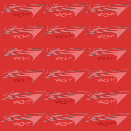 Red illustration with yachts.のイラスト素材