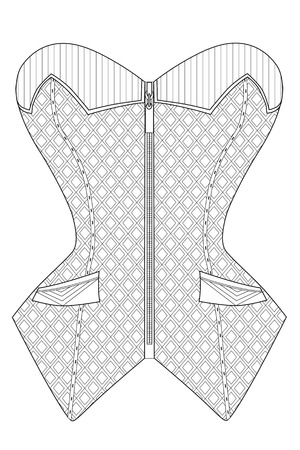 Coloring page plaid corset therapy line art for adults vector illustration.のイラスト素材