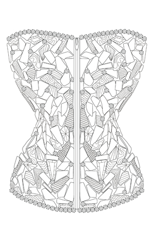 Coloring page corset with diamonds therapy line art vector illustration.のイラスト素材