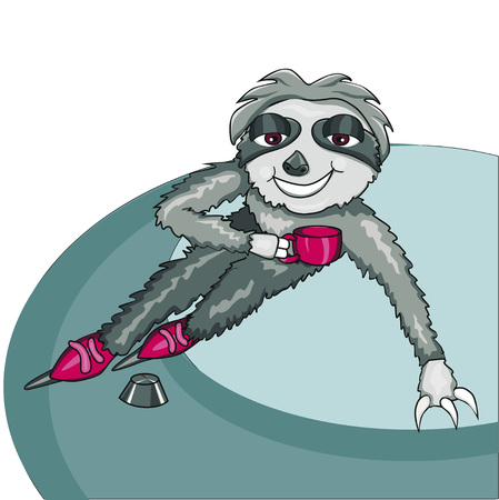 Sloth skates. Cartoon style. Isolated image on white background clip art for children.のイラスト素材