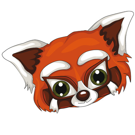 Red panda's head. Cartoon style. Isolated image on white background. Clip art for children.のイラスト素材