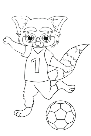 Coloring book Red panda is a football player. Cartoon style.のイラスト素材