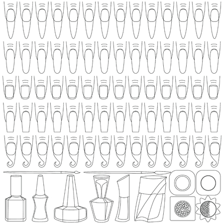 Template for manicure. Art therapy. Coloring book for adults.のイラスト素材