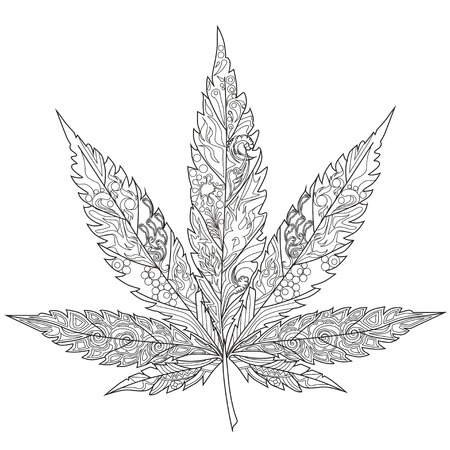 Cannabis. Art therapy. Coloring book for adults.のイラスト素材
