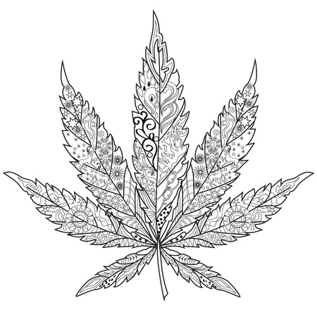 Cannabis. Art therapy. Coloring book for adults.のイラスト素材